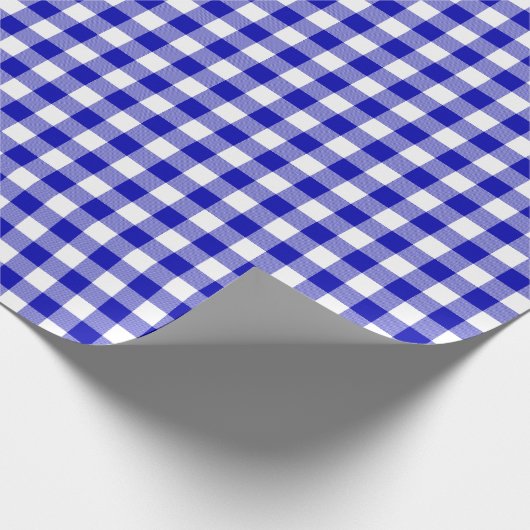 Royal Blue and White Check Pset Wrapping Paper Cadeaupapier (Hoek)
