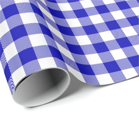 Royal Blue and White Check Pset Wrapping Paper Cadeaupapier (Rol Hoek)