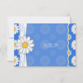 Royal Blue and White Daisy Floral RSVP (Achterkant)