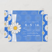 Royal Blue and White Daisy Floral RSVP (Voorkant / Achterkant)