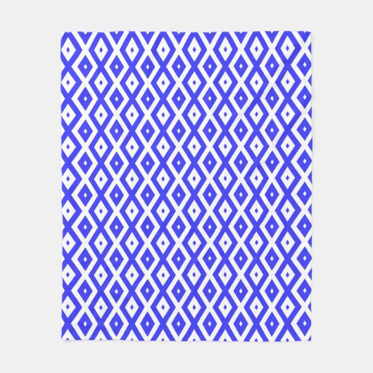 Royal blue and white diamond pattern fleece deken (Voorkant)