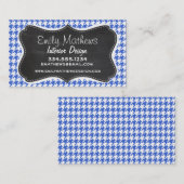 Royal Blue and White Houndstooth; Krijtbordlook Visitekaartje (Voorkant / Achterkant)