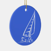 Royal Blue and White Sailing; Zeilboot Keramisch Ornament (Rechts)