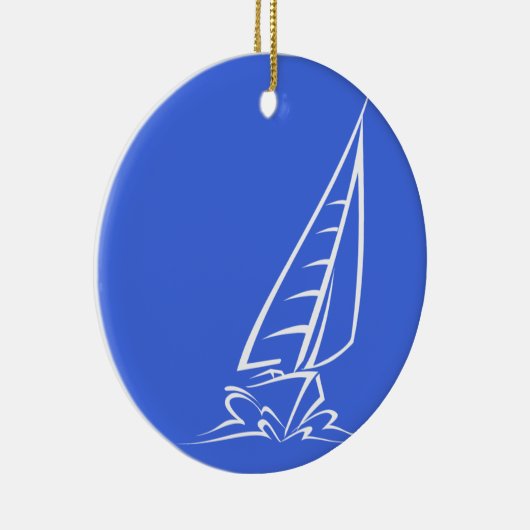 Royal Blue and White Sailing; Zeilboot Keramisch Ornament (Rechts)