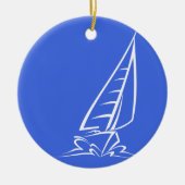 Royal Blue and White Sailing; Zeilboot Keramisch Ornament (Voorkant)