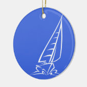 Royal Blue and White Sailing; Zeilboot Keramisch Ornament (Links)