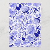 Royal Blue and White Waterverf Bloemen Menu (Achterkant)