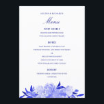 Royal Blue and White Waterverf Bloemen Menu<br><div class="desc">perfect voor elke gebeurtenis,  pas de backer aan,  verander de kleur en/of verwijder het patroon.</div>