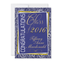 Royal Blue and Yellow 2016 Afstuderen Invitation