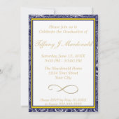 Royal Blue and Yellow 2016 Afstuderen Invitation Kaart (Achterkant)