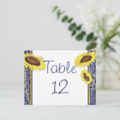 Royal Blue and Yellow Sunflower Table Kaart (Staand voorkant)