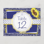 Royal Blue and Yellow Sunflower Table Kaart (Achterkant)