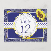 Royal Blue and Yellow Sunflower Table Kaart (Voorkant)
