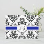 Royal Blue Antiek Elegant Wedding Invitation Kaart (Staand voorkant)