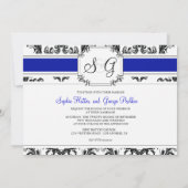 Royal Blue Antiek Elegant Wedding Invitation Kaart (Achterkant)