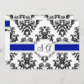 Royal Blue Antiek Elegant Wedding Invitation Kaart (Voorkant / Achterkant)