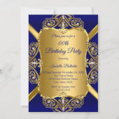 Royal Blue Any Age Birthday Party Gold Diamond 2 Kaart (Voorkant)