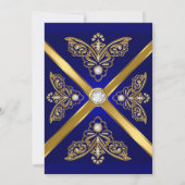 Royal Blue Any Age Birthday Party Gold Diamond 2 Kaart (Achterkant)