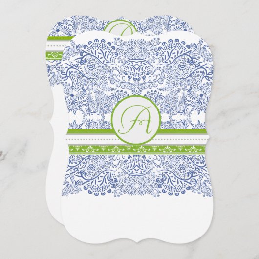 Royal Blue Apple Green Grey Tortelduifjes Wedding Kaart (Voorkant / Achterkant)