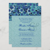 Royal Blue & Aqua Daisy Wedding Premium Metallic Kaart (Voorkant / Achterkant)
