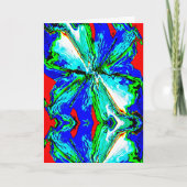 Royal Blue Aqua White op Red Floral Abstract Kaart (Voorkant)