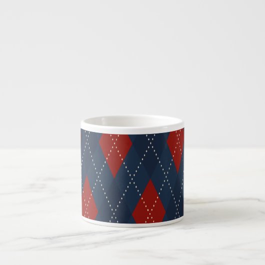 Royal Blue Argyle kerstpatroon Espresso Kop (Voorkant)
