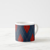 Royal Blue Argyle kerstpatroon Espresso Kop (Voorkant rechts)