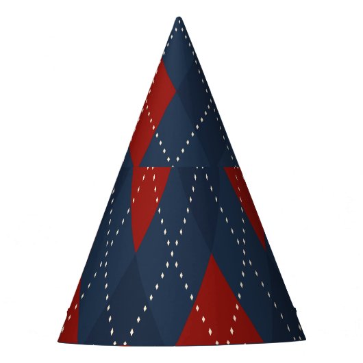 Royal Blue Argyle kerstpatroon Feesthoedjes (Voorkant)