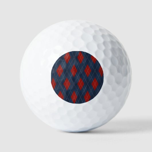 Royal Blue Argyle kerstpatroon Golfballen (Voorkant)