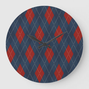 Royal Blue Argyle kerstpatroon Grote Klok