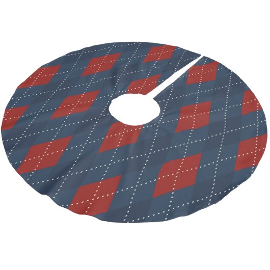 Royal Blue Argyle kerstpatroon Kerstboom Rok (Gekanteld)