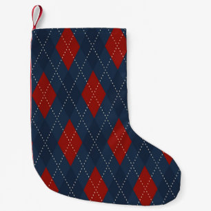Royal Blue Argyle kerstpatroon Kleine Kerstsok