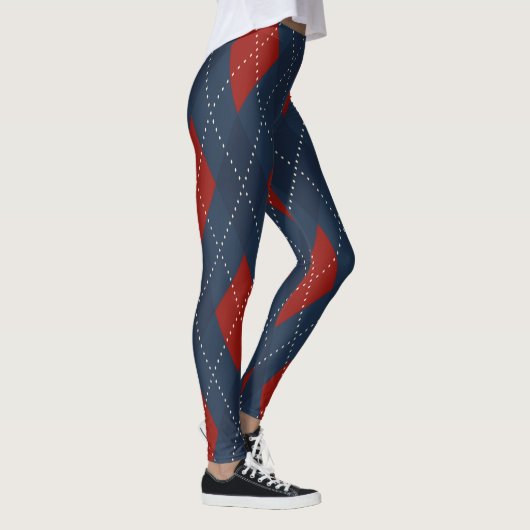 Royal Blue Argyle kerstpatroon Leggings (Rechts)