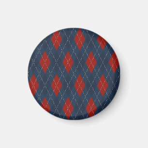 Royal Blue Argyle kerstpatroon Magneet