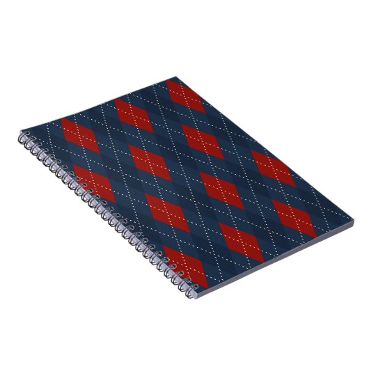 Royal Blue Argyle kerstpatroon Notitieboek (Rechterzijde)