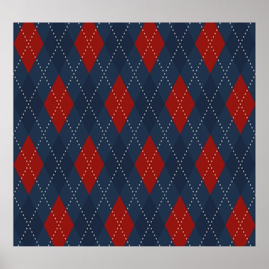 Royal Blue Argyle kerstpatroon Poster (Voorkant)