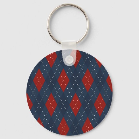 Royal Blue Argyle kerstpatroon Sleutelhanger (Voorkant)
