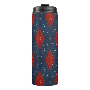 Royal Blue Argyle kerstpatroon Thermosbeker
