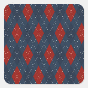 Royal Blue Argyle kerstpatroon Vierkante Sticker