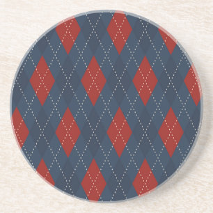 Royal Blue Argyle kerstpatroon Zandsteen Onderzetter