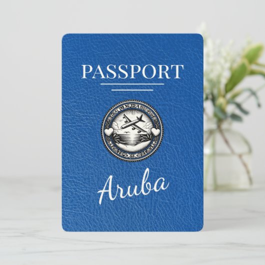 Royal Blue Aruba Passport Bewaar de datum Save The Date (Staand voorkant)