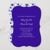 Royal Blue Aster Flower Wedding Invitations Kaart (Voorkant / Achterkant)