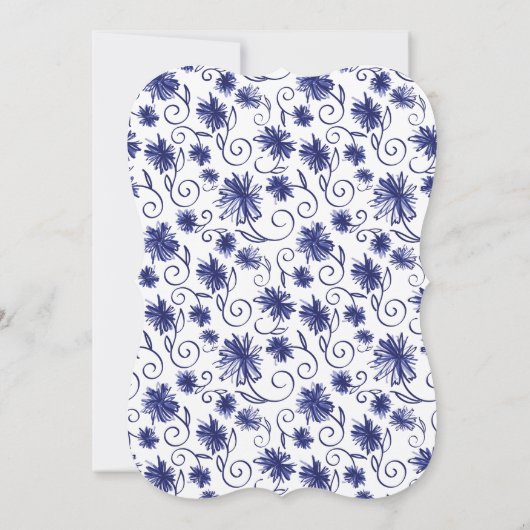 Royal Blue Aster Flower Wedding Invitations Kaart (Achterkant)