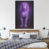 Royal Blue Aura White Tiger – Supreme Presence Canvas Afdruk (Insitu (Slaapkamer))