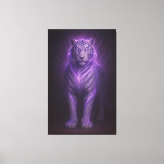 Royal Blue Aura White Tiger – Supreme Presence Canvas Afdruk (Voorkant)