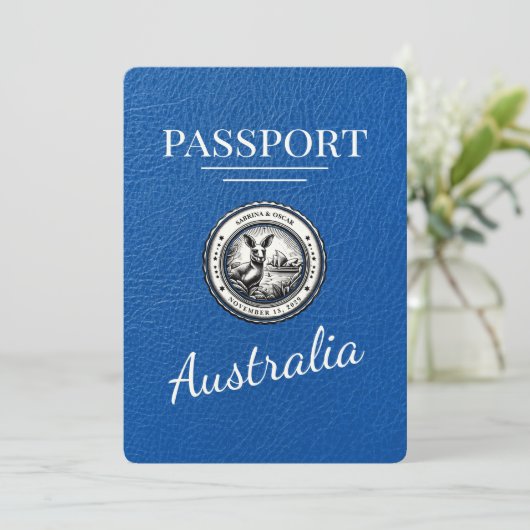 Royal Blue Australia Passport Bewaar de datum Save The Date (Staand voorkant)
