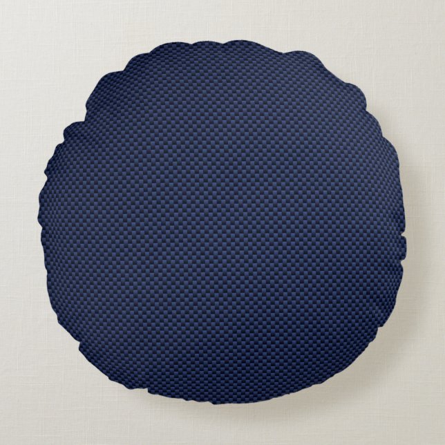 Royal Blue Automotive Carbon Fibre Decor Print Rond Kussen (Voorkant)