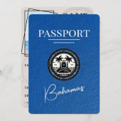 Royal Blue Bahamas Passport Bewaar de datum Save The Date (Voorkant / Achterkant)