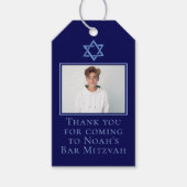 Royal Blue Bar Mitswa Fotoster van David Party Cadeaulabel (Voorkant)