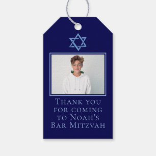Royal Blue Bar Mitswa Fotoster van David Party Cadeaulabel